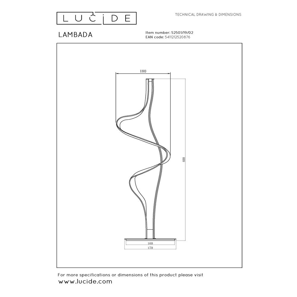 Lampe de table Lambada Curl Gold Premium by Lucide 5411212520876