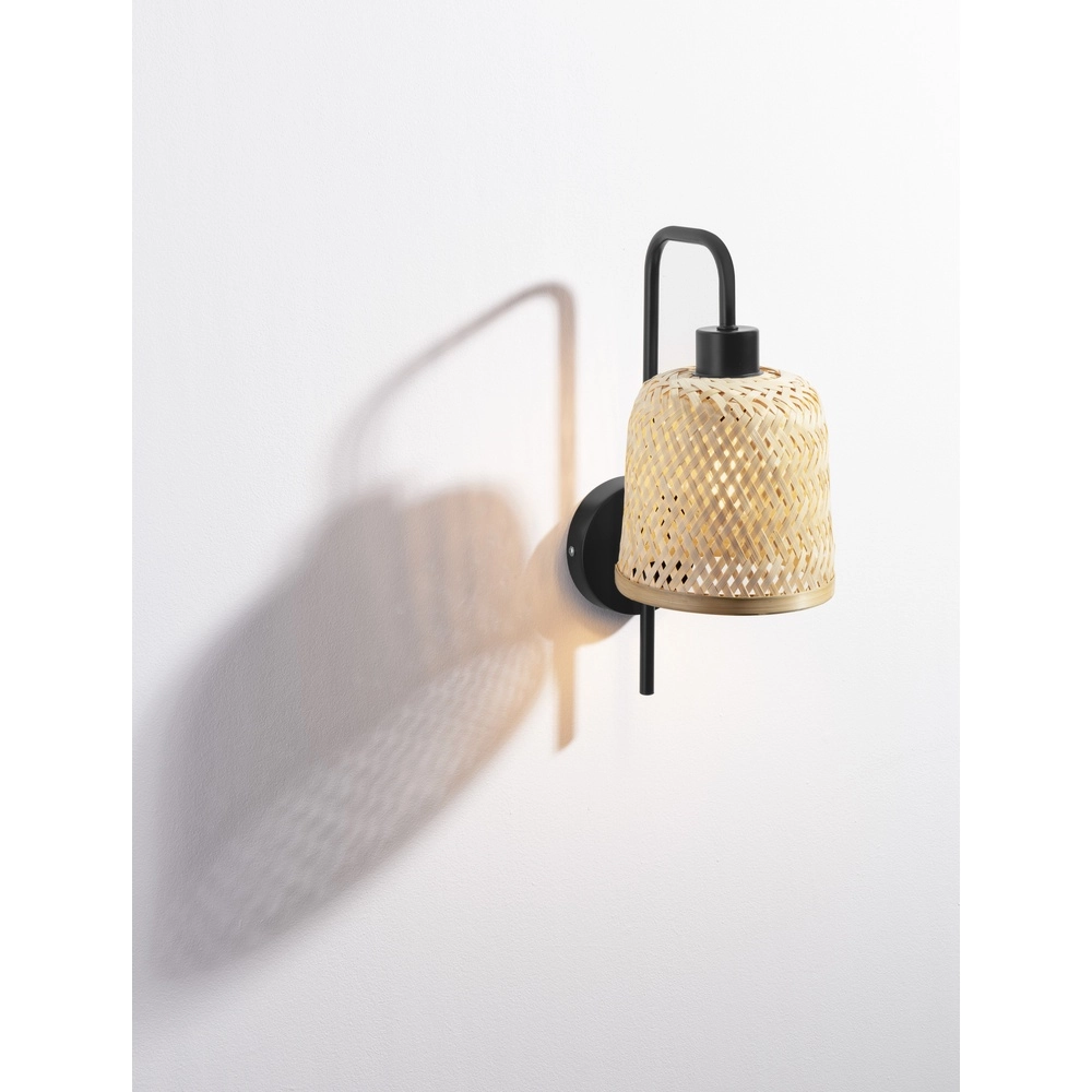Applique murale Intra noir avec capuchon en bambou Lyora 5212017454812