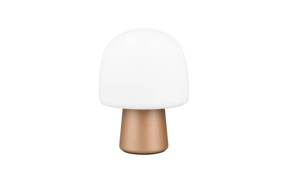 Lampe de table champignon Steen café avec verre blanc Trio 4017807616477