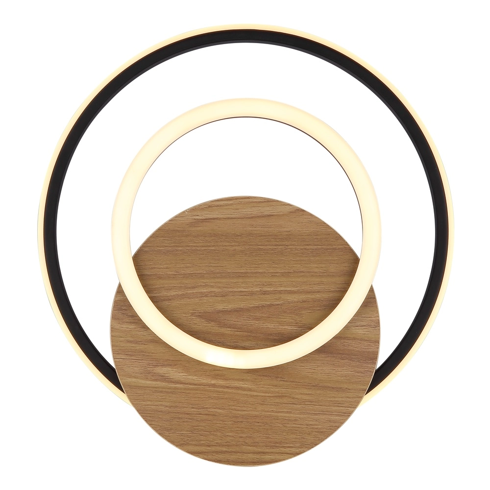 Lampe de plafond à design Julio noir avec bois Globo 9007371471386