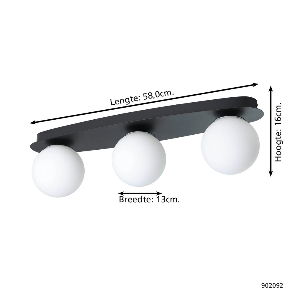 Plafonnier Castrovido 3 lumières noir Eglo 9008606360697