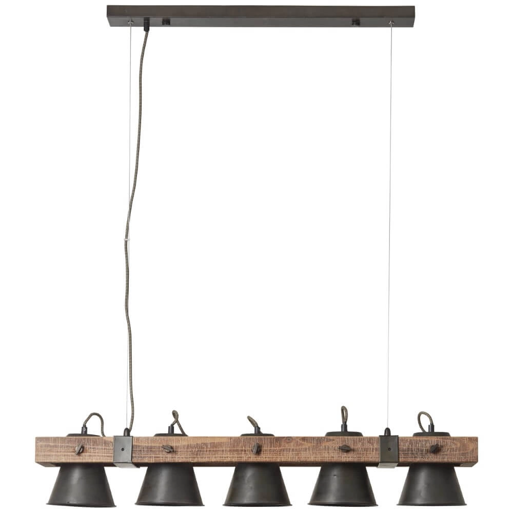 Lampe suspendue 5 lumières Decca noir avec du marron Brilliant 4004353361494