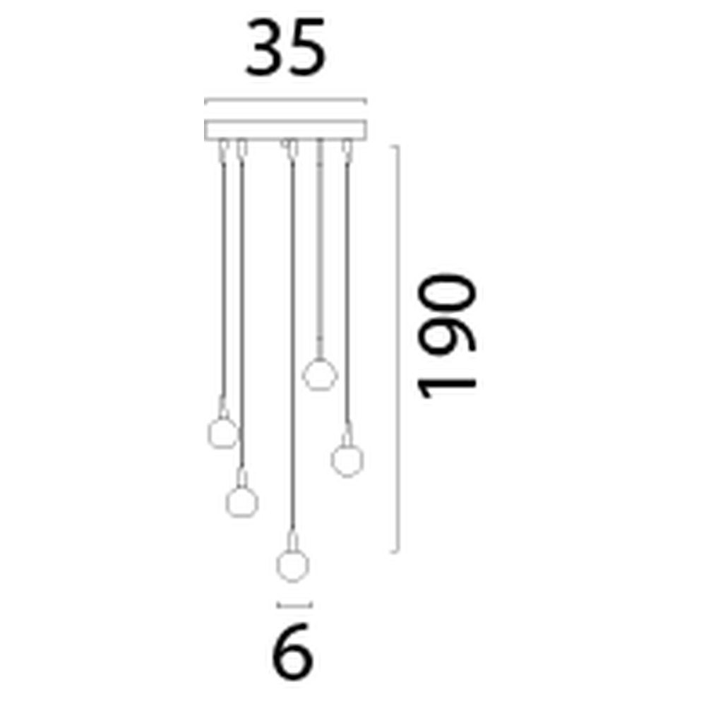 Lampe suspendue à 5 lumières Talana noir avec or Ø 35cm DTW Masterlight 8718121347448