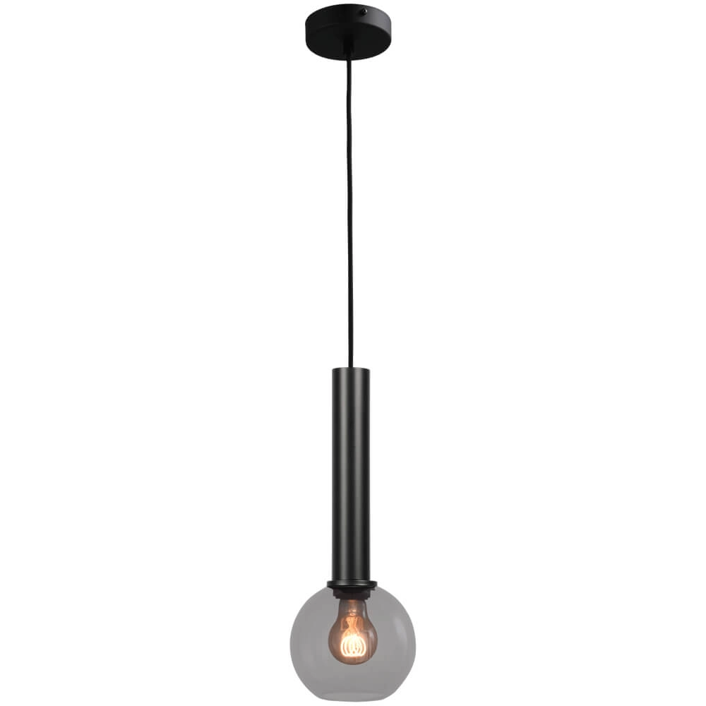 Lampe suspendue Ø 15cm Bella 2 Noir avec verre fumé Lampe suspendue Ø 15cm Bella 2 Noir avec verre fumé