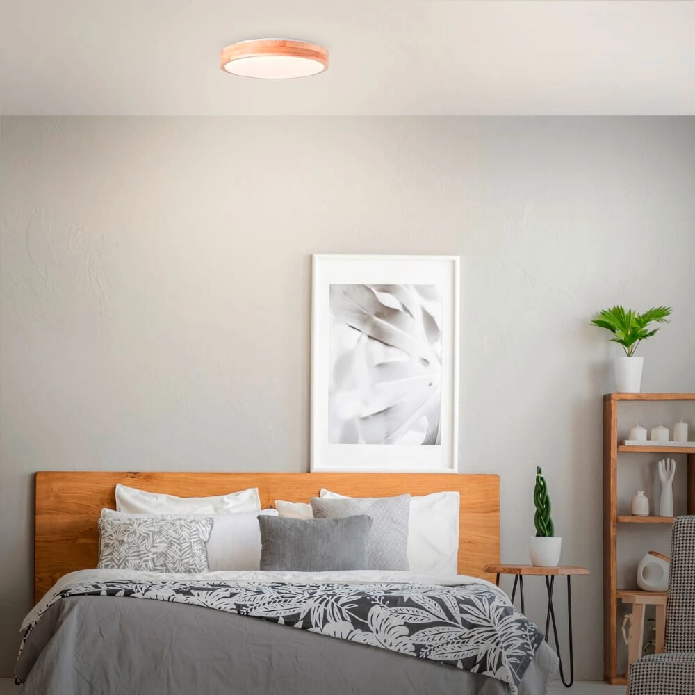 Plafonnier en bois Slimline Ø 34,5 cm Brilliant 4004353426575