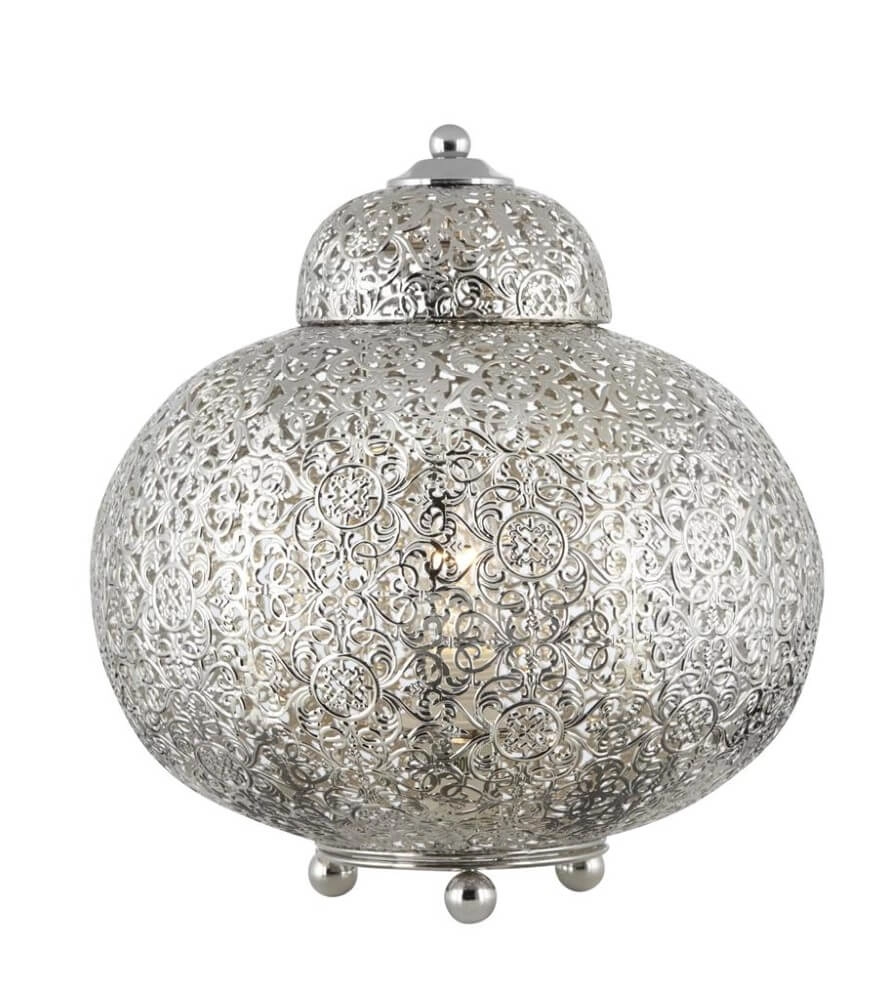 Lampe de table de style marocain Fretwork Acier inoxydable Searchlight 5053423025896