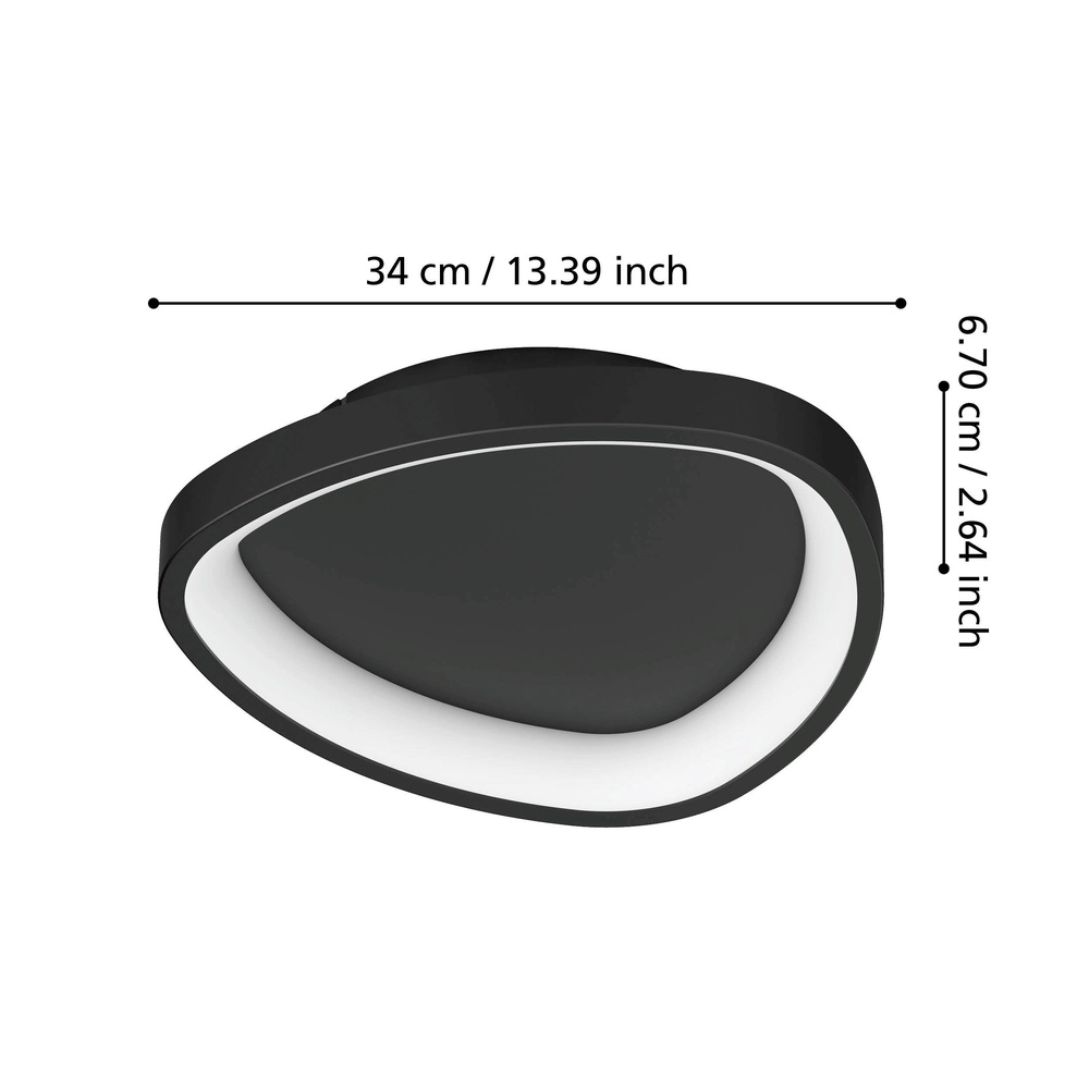 Lumière LED moderne de plafond Loretello noir - Ø 35cm Eglo 9008606316434