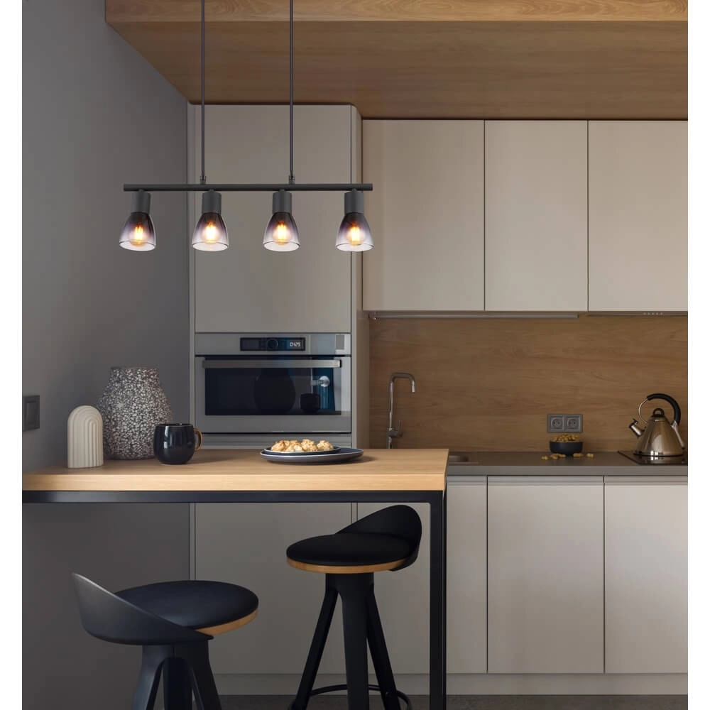 Suspension noire Satella 4 lumières Globo 9007371446933