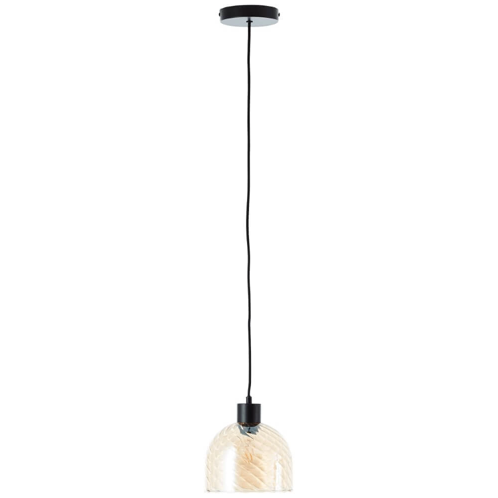 Lampe suspendue Casto noir avec verre ambré Brilliant 4004353446863