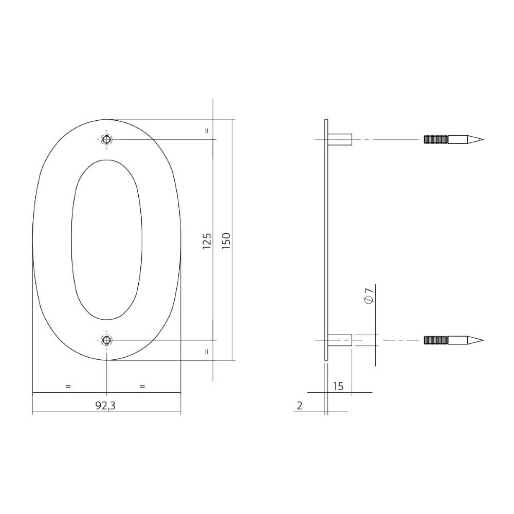 Maison numéro 0 Numbra Acier inoxydable 150x2mm Intersteel 8714186126691