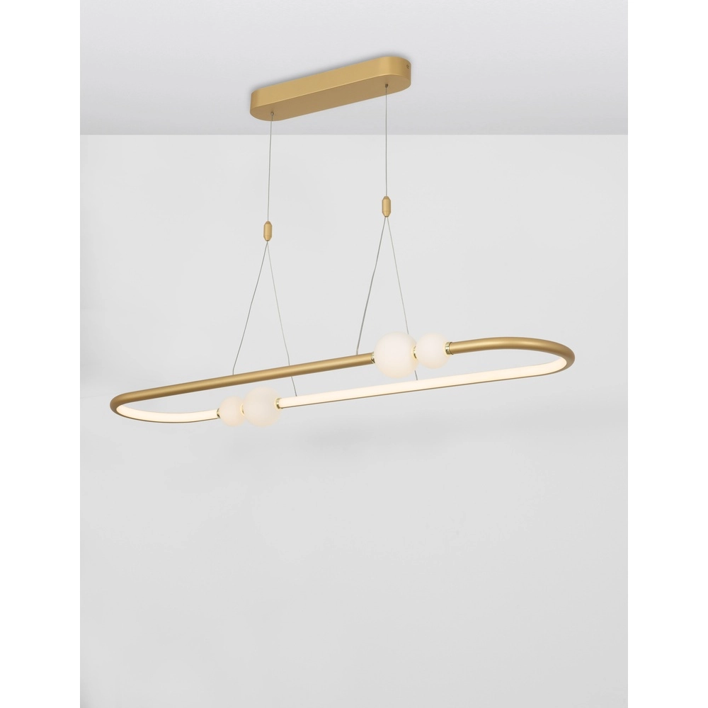 Suspension Celia Or avec ovale blanc