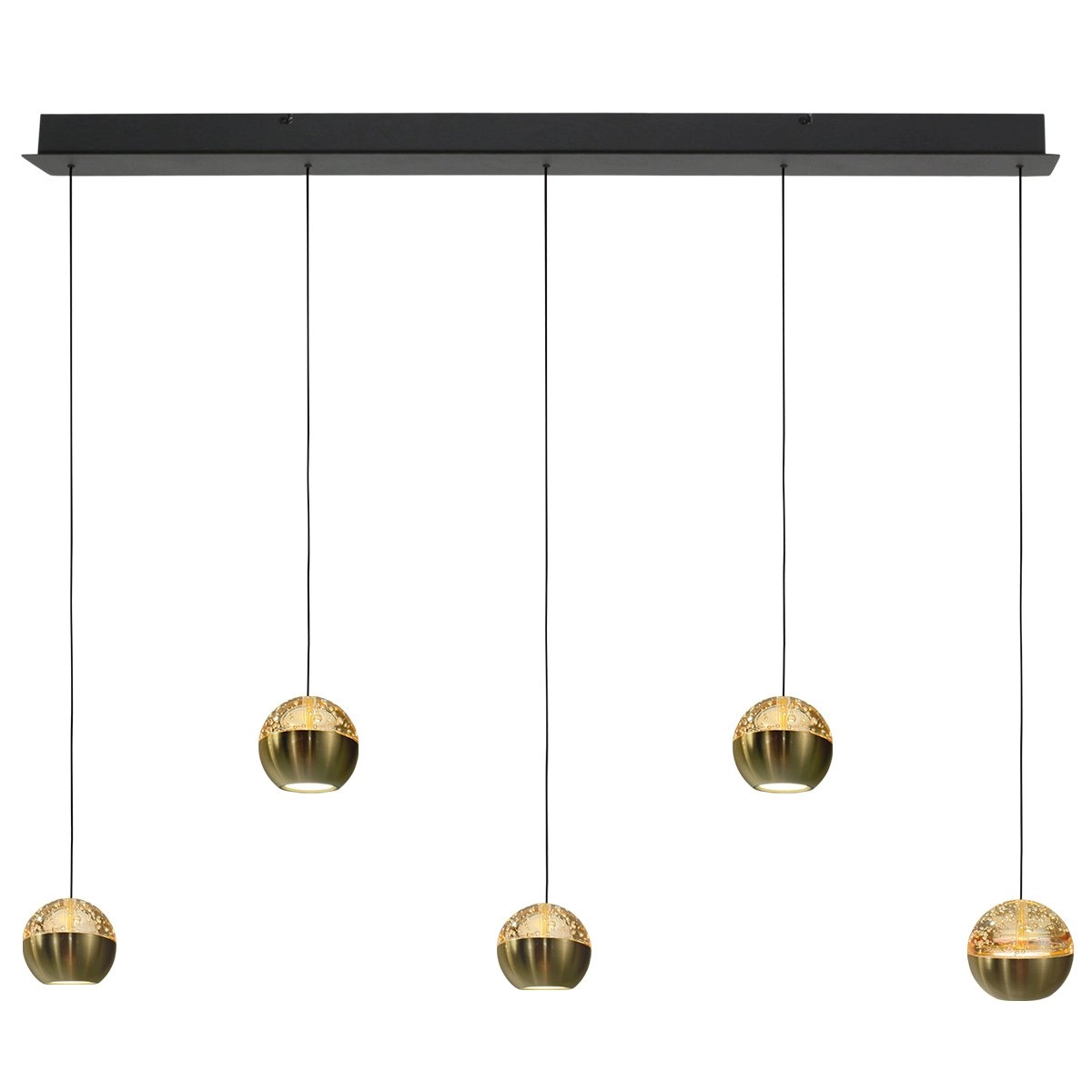 Lampe pendante de table à manger à 5 lumières Belluno LED - laiton or avec verre Steinhauer 8712746183894