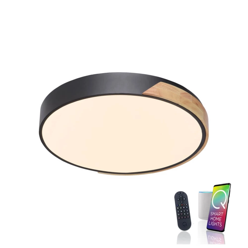 Plafonnier rond Q-Bila noir Paul Neuhaus 4012248366219