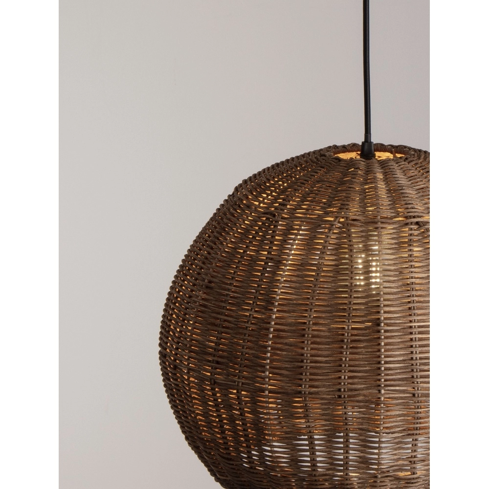 Lampe suspendue Rielo noir avec du rotin Lyora 5212017487957