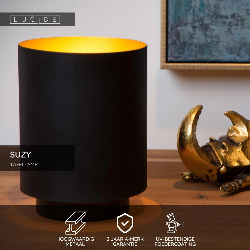 Lampe de table Suzy Ø 12cm noir Lucide 5411212451347