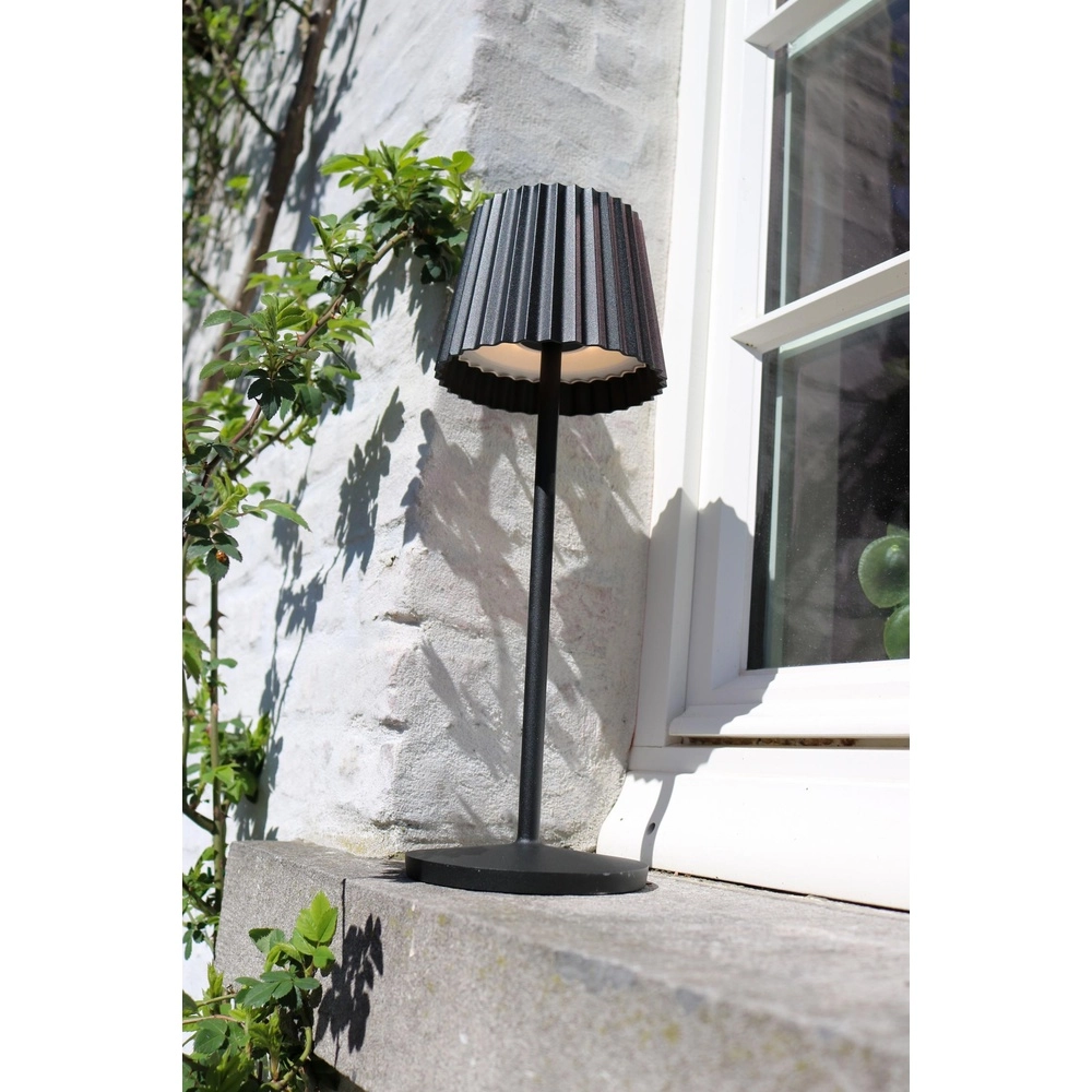 Lampe de table rechargeable Justine Noir avec station de recharge Lucide 5411212272171
