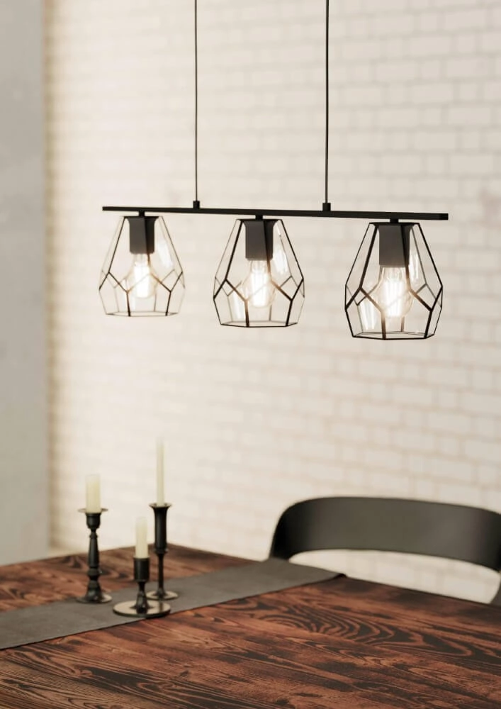Lampe suspendue pour salle à manger Mardyke noir avec verre Eglo 9002759436445