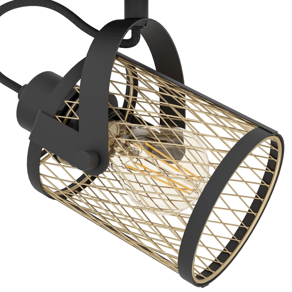 Lampe de plafond à 3 lumières Dellow noir avec or Eglo 9002759435332