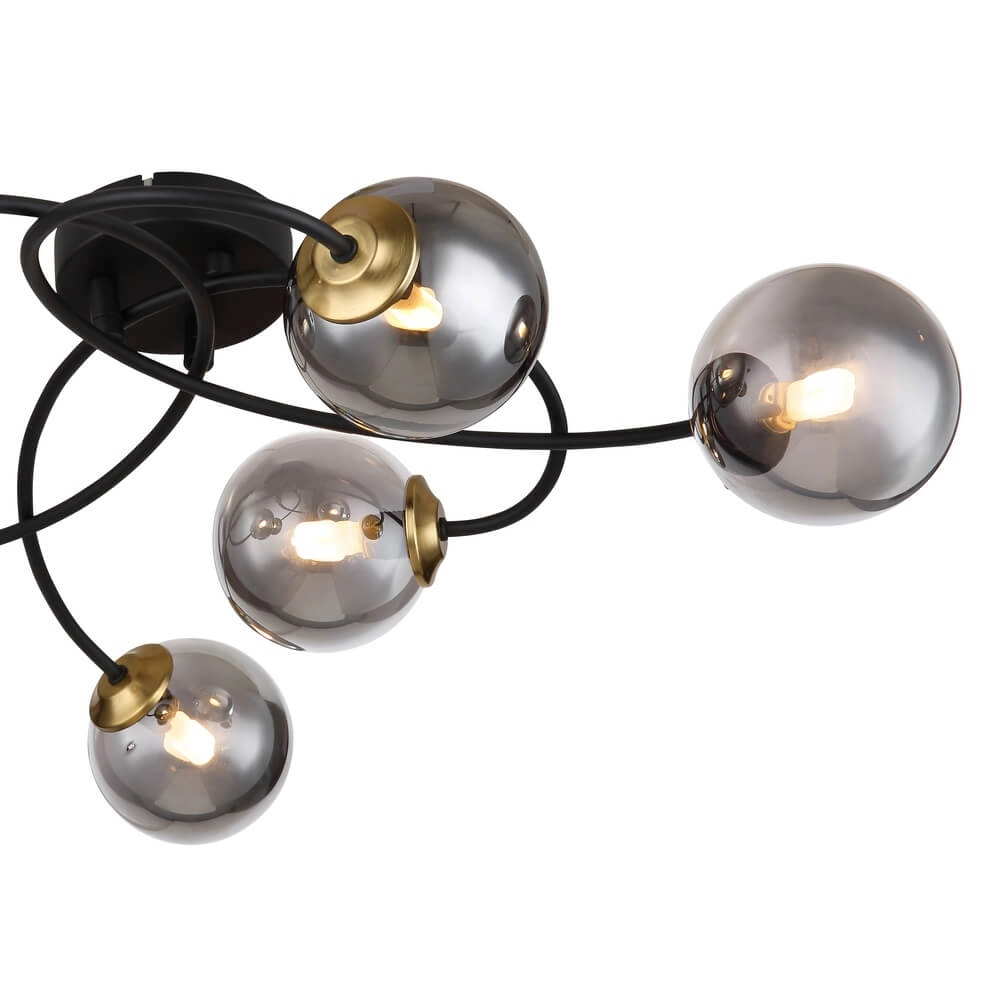 Plafonnier noir Jorge Sphère Smoke Glass 6 lumières Globo 9007371437191