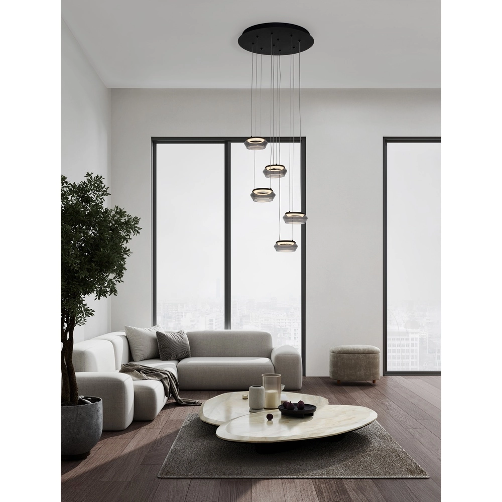 Suspension élégante Jailyn rond 5 lumières Lyora 5212017468406
