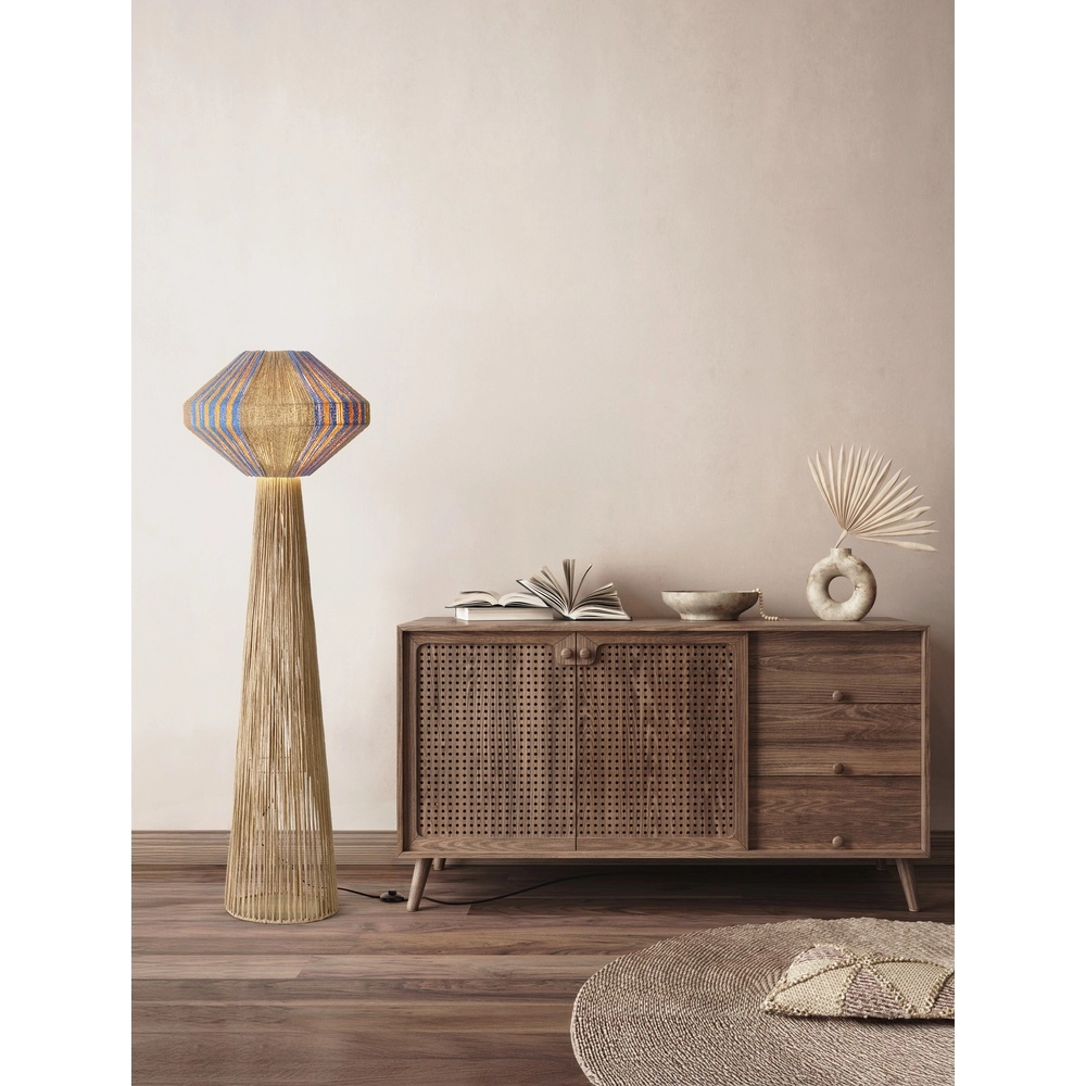 Lampadaire Abby Ø 50cm marron avec bleu Lyora 5212017477439