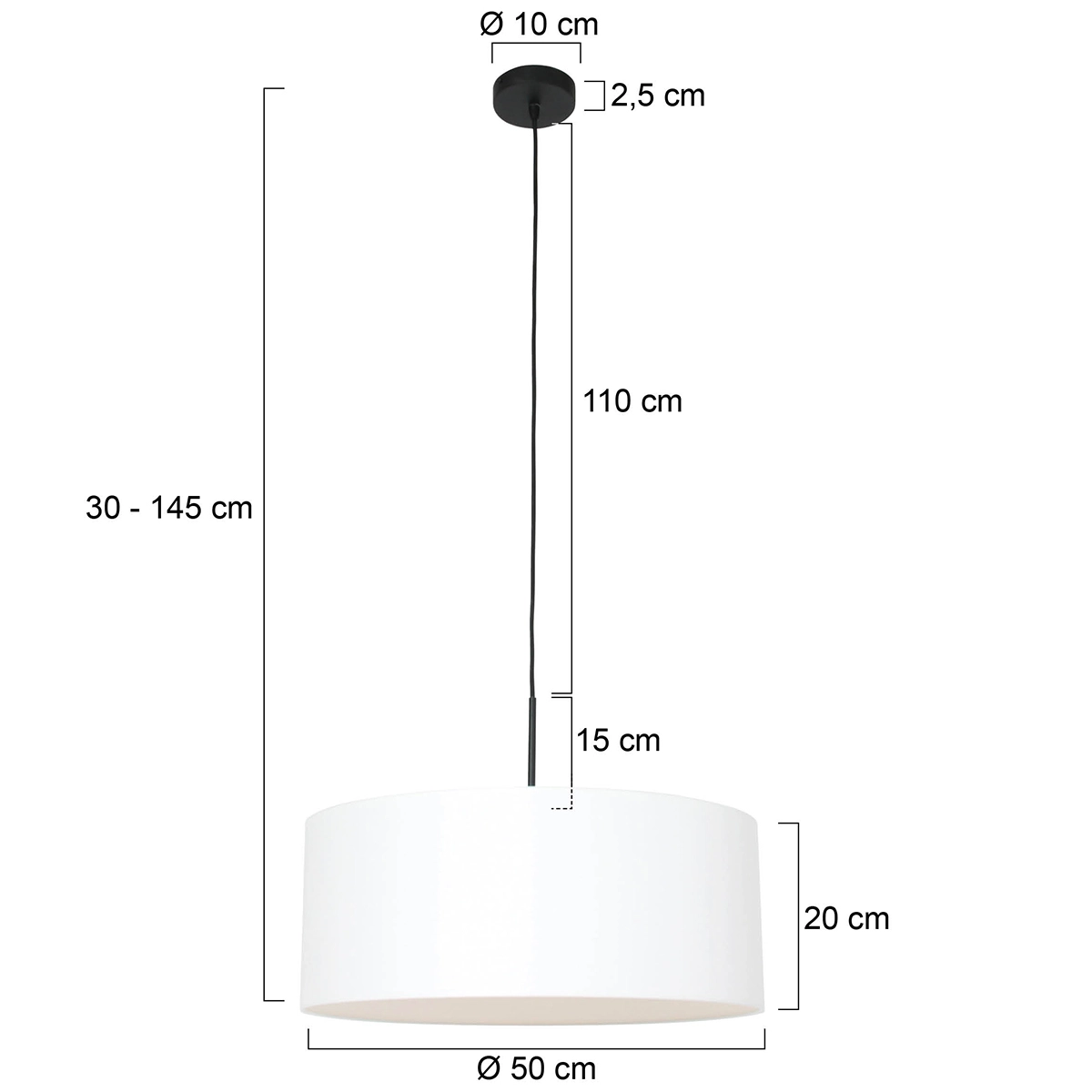 Lampe suspendue Sparkled Ø 50cm uni blanc Steinhauer 8712746146219