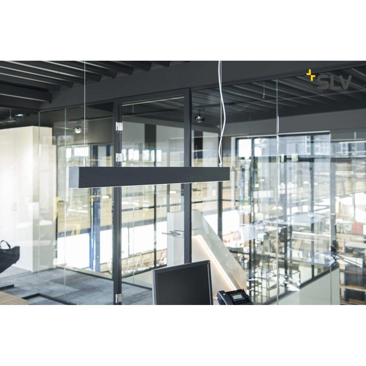 Lampe suspendue de bureau Glenos 4000K 100cm noir SLV 4024163196970