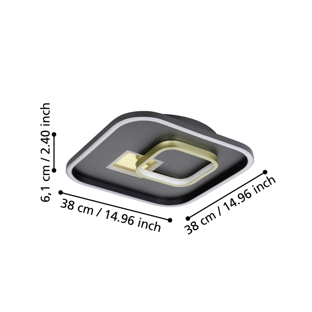 Lampe de plafond à design Tiriolo LED - Noir avec or - 38x38cm Eglo 9008606316373