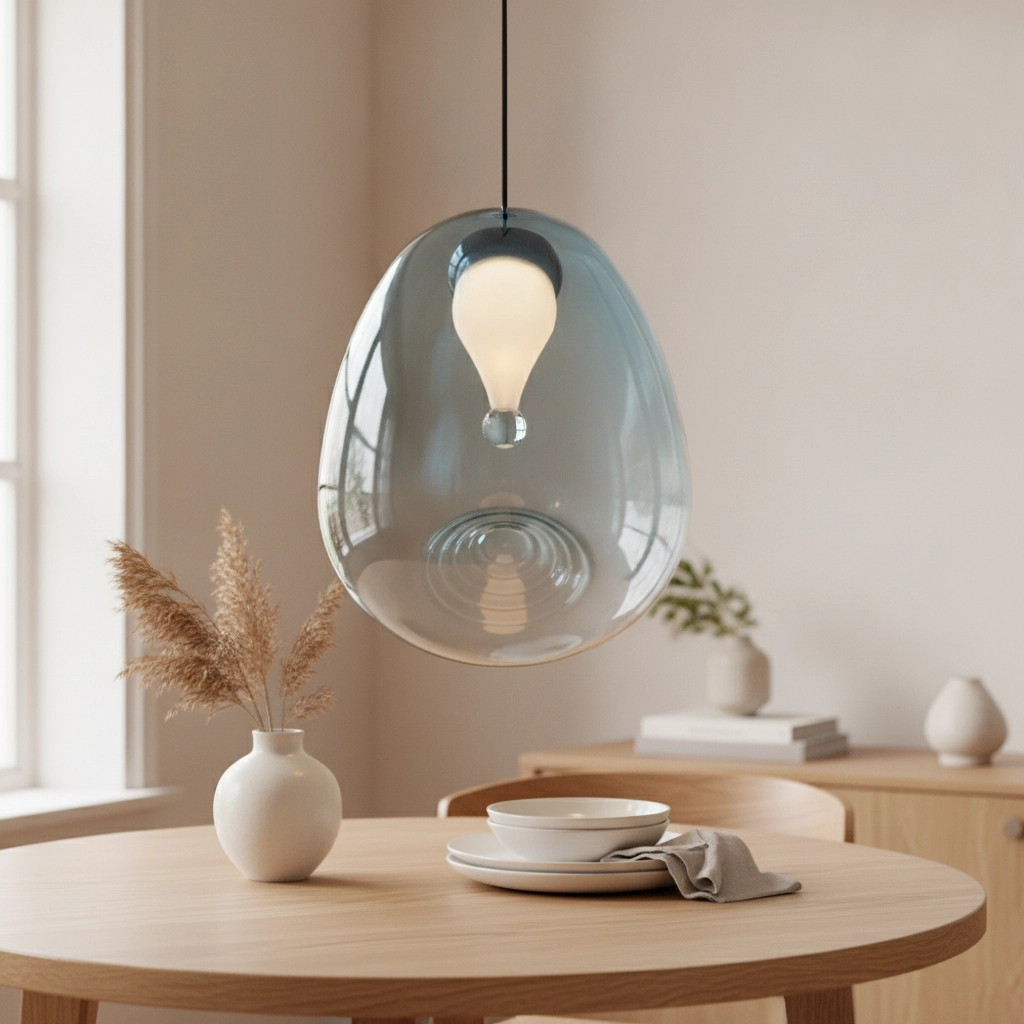 Suspension design Oblo 1 verre bleu clair