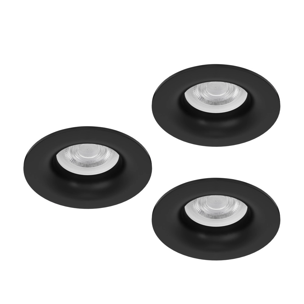 Lot de 3 spots encastrés Salabate noir Ø 8,8cm IP65 Eglo 9008606358892