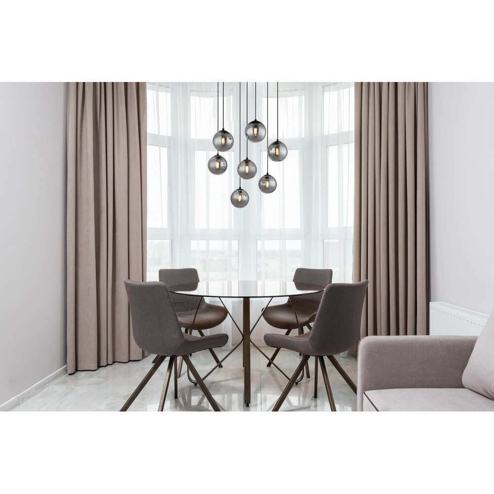 Suspension noire Riha 7 lumières Globo 9007371474516