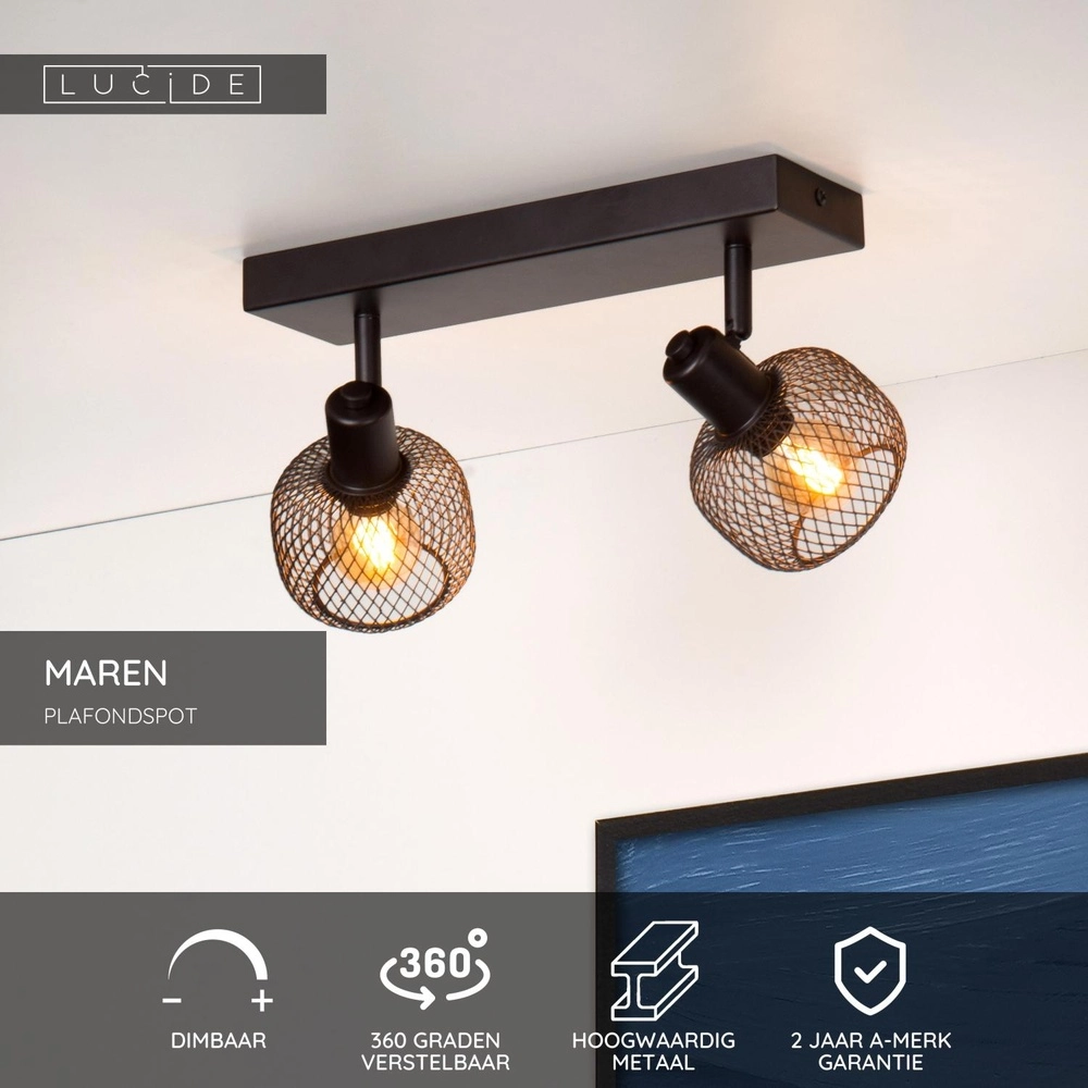 Éclairage de plafond Maren 2-noir clair Lucide 5411212771094