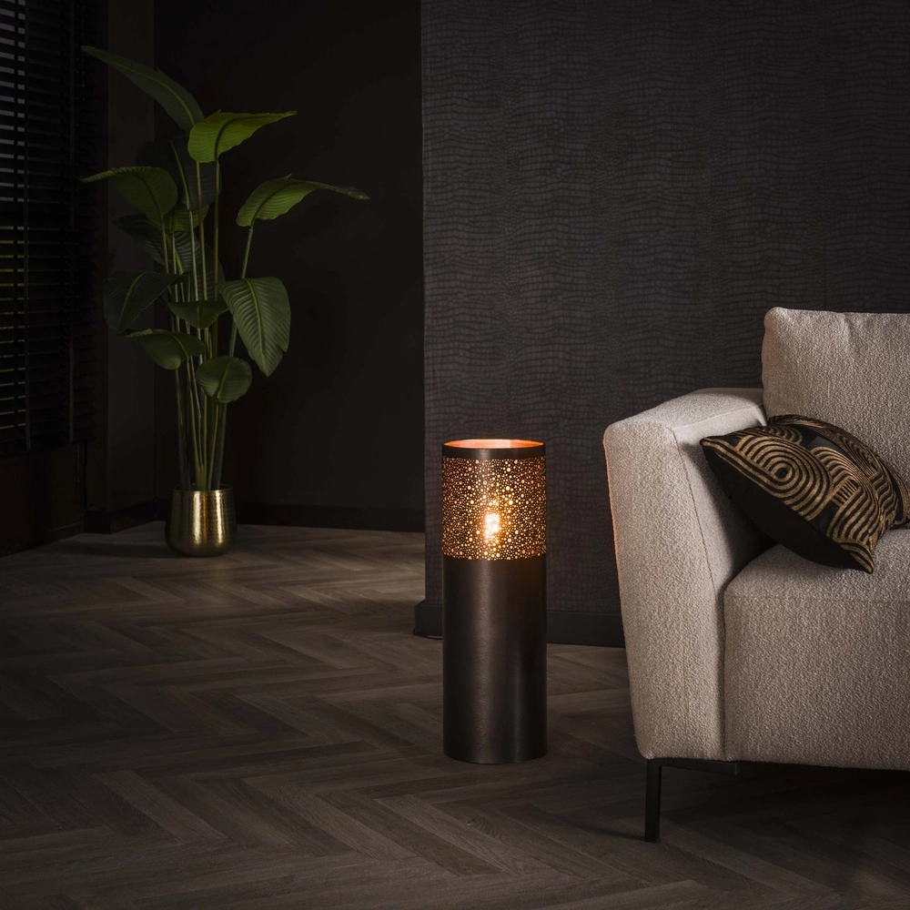 Lampe sur pied orientale Cylinder 60 cm - nickel noir