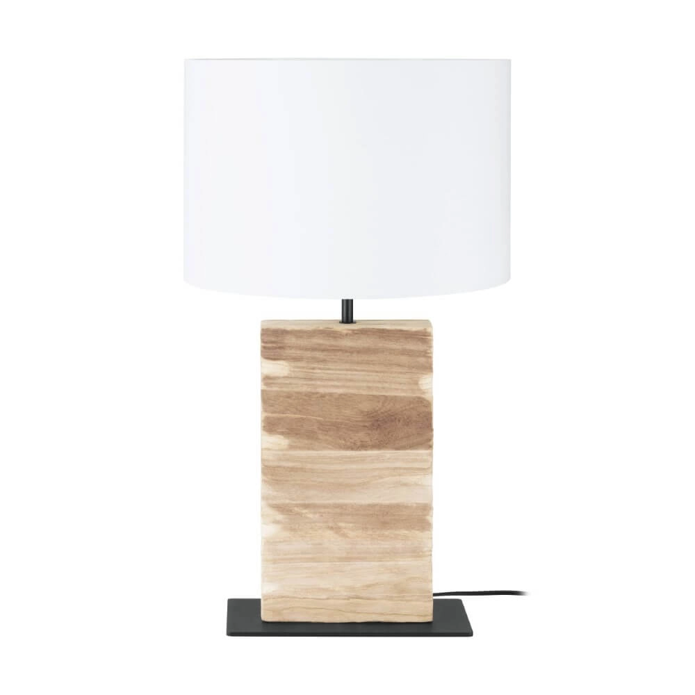 Lampe de table Contessore bois droit avec du blanc Lampe de table Contessore bois droit avec du blanc