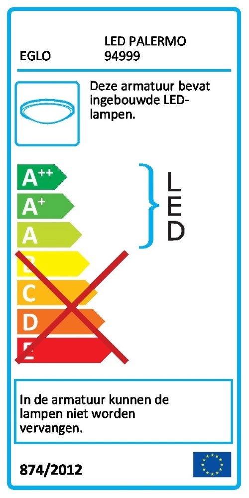 LED plafonnier Led Palermo 29,5 cm Eglo 9002759949990