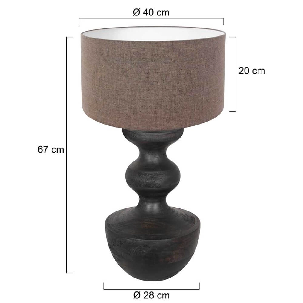 Lampe de table rurale Lyons S avec abat-jour en lin taupe Steinhauer 8712746166705