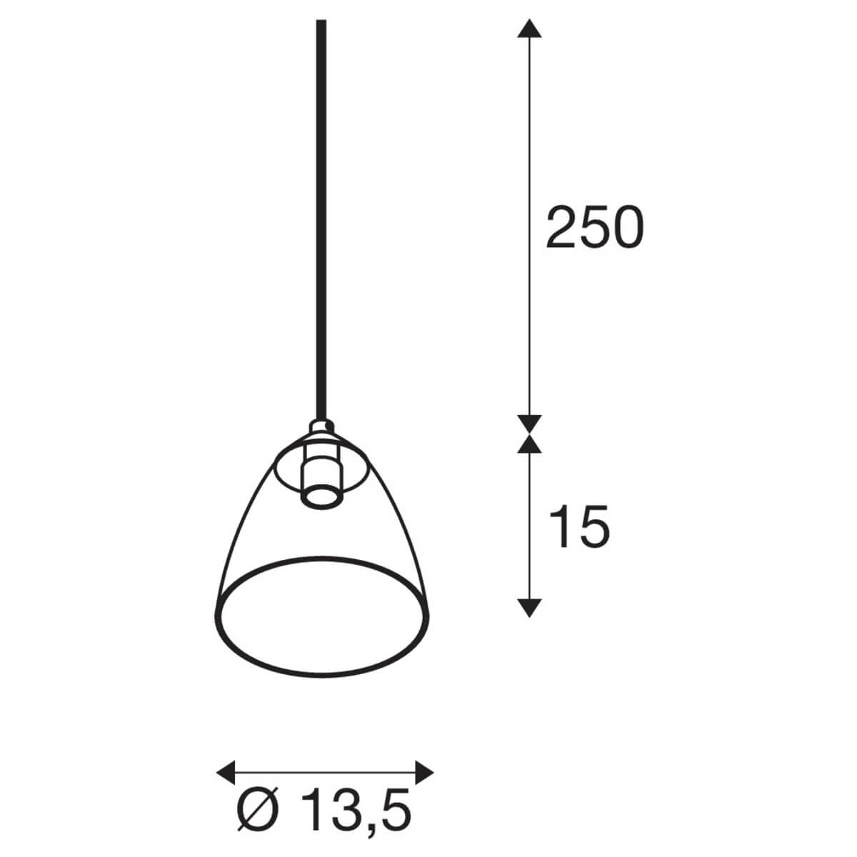 Lampe à suspension en verre Para Cone noir avec verre fumé SLV 4024163262385