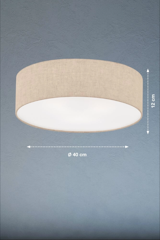 Plafonnier Ø 40cm Thor avec du lin couleur sable Fischer & Honsel 4003694200523