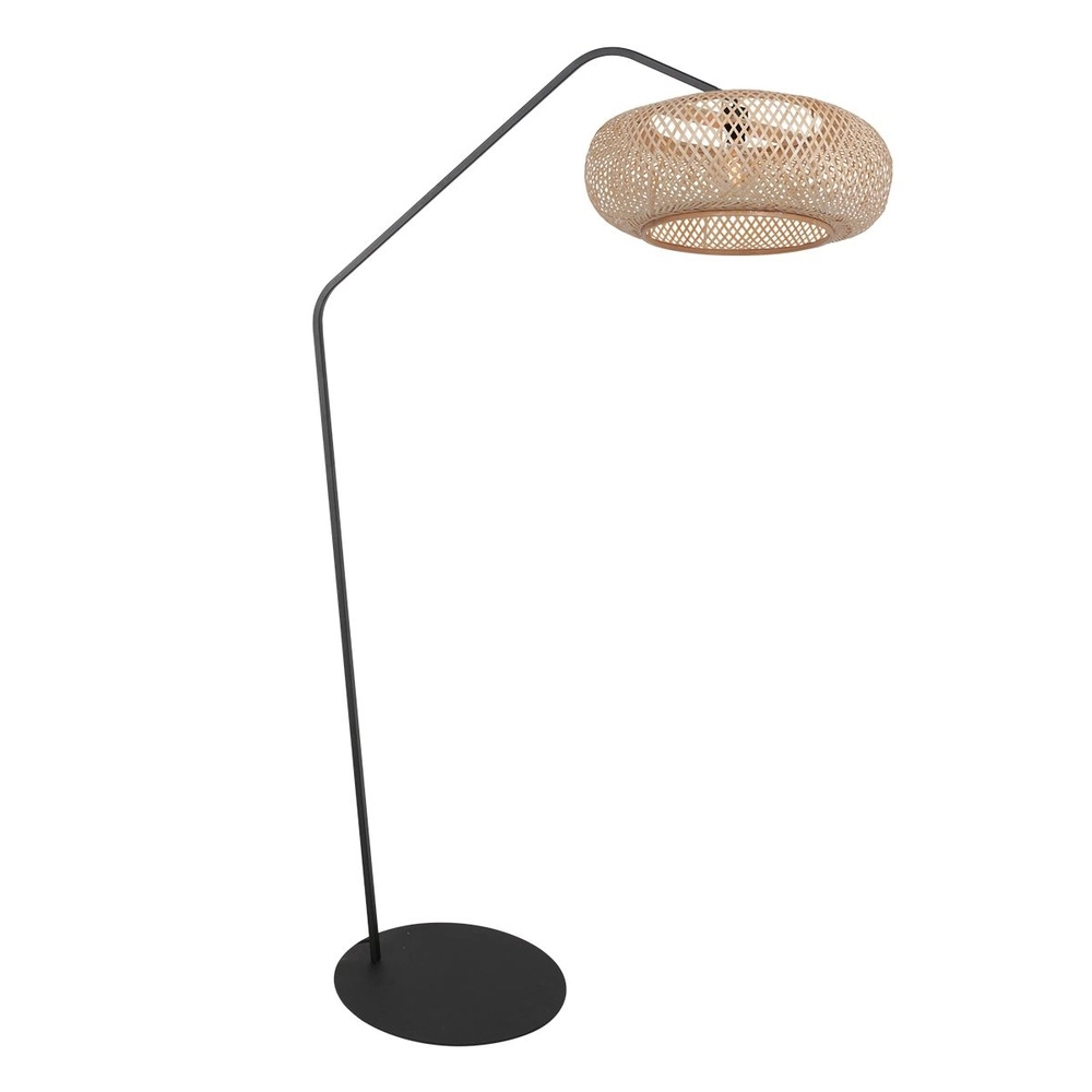 Lampe à arc ZigZag avec capot en rotin