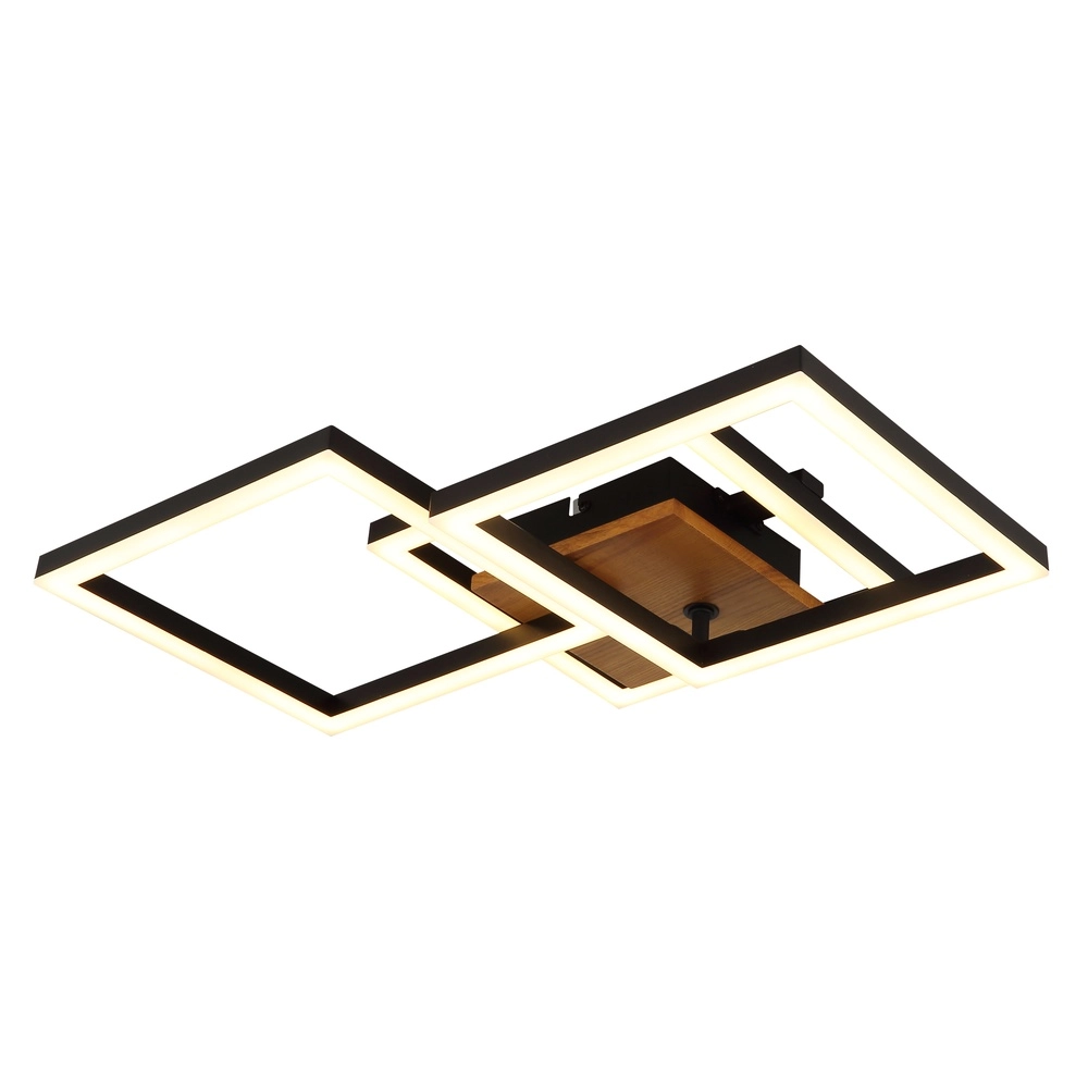 Lampe de plafond Kerry noir avec un aspect bois Globo 9007371443222