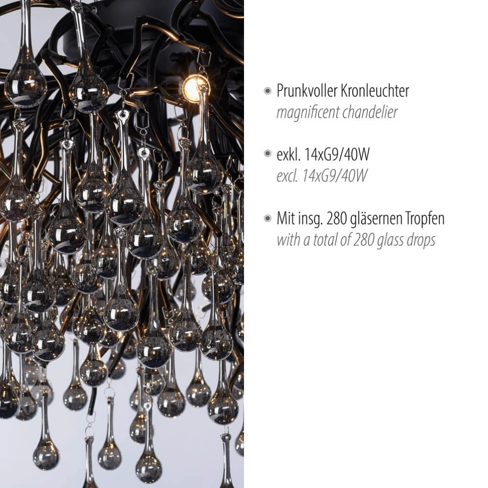 Lustre Icicle noir 100cm Paul Neuhaus 4012248377581