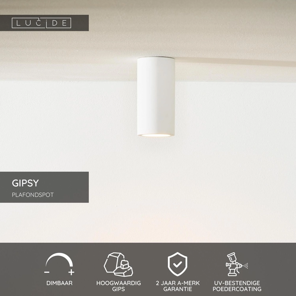 Projecteur de plafond Gipsy 14 cm de blanc Lucide 5411212351449