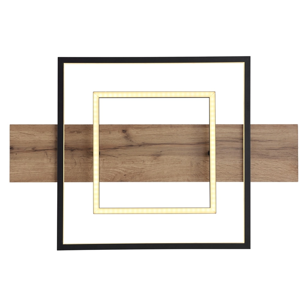 Lampe de plafond à design Vanni noir avec un aspect en bois de 60 cm Globo 9007371451081