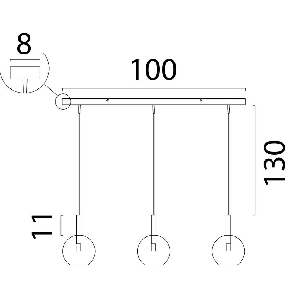 Lampe pendante 3L Ø 17cm Lido Ball avec du verre doré qui s’estompe. Masterlight 8718121324814
