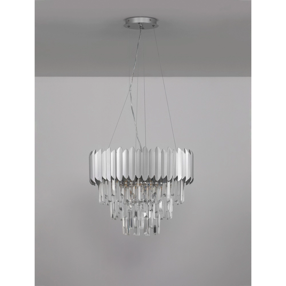 Suspension Magnolia chrome et cristal Ø 50cm Lyora 5212017434951