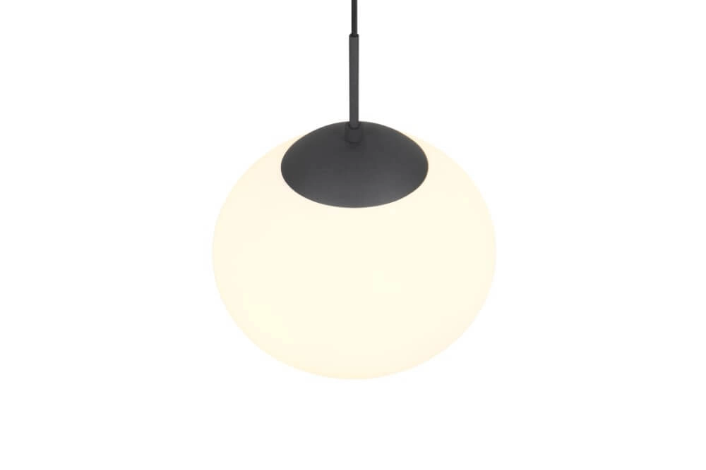 Lampe à suspension ovale Fomento Ø 30cm - noir avec verre blanc Trio 4017807616200