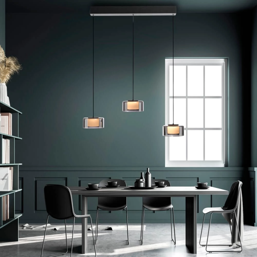 Lampe suspendue 3 lumières Rika noir Paul Neuhaus 4012248383070