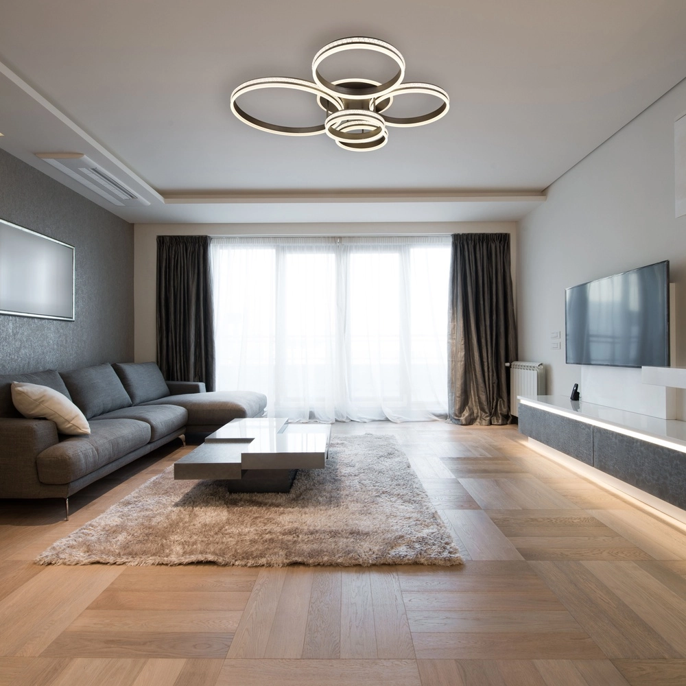 Lampe de plafond à design Grouni 5 anneaux en titane brossés Globo 9007371457991