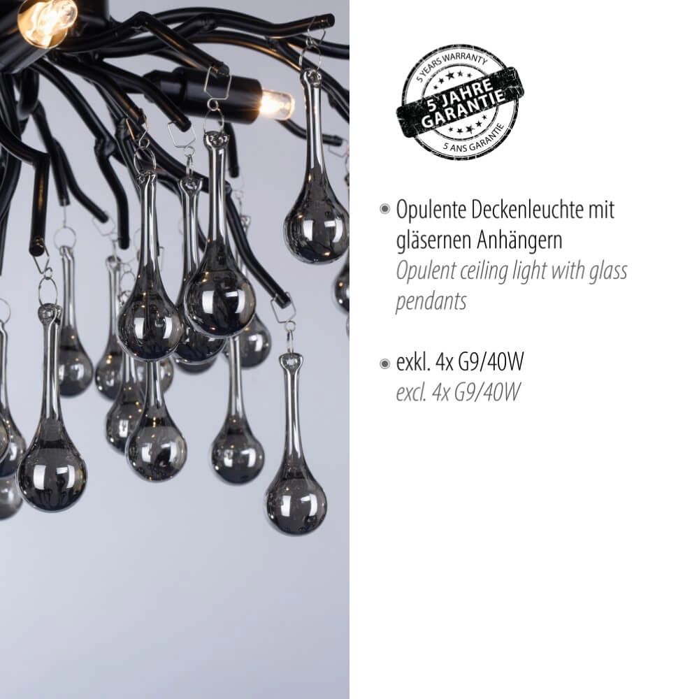 Lustre Icicle noir 60cm Paul Neuhaus 4012248377574