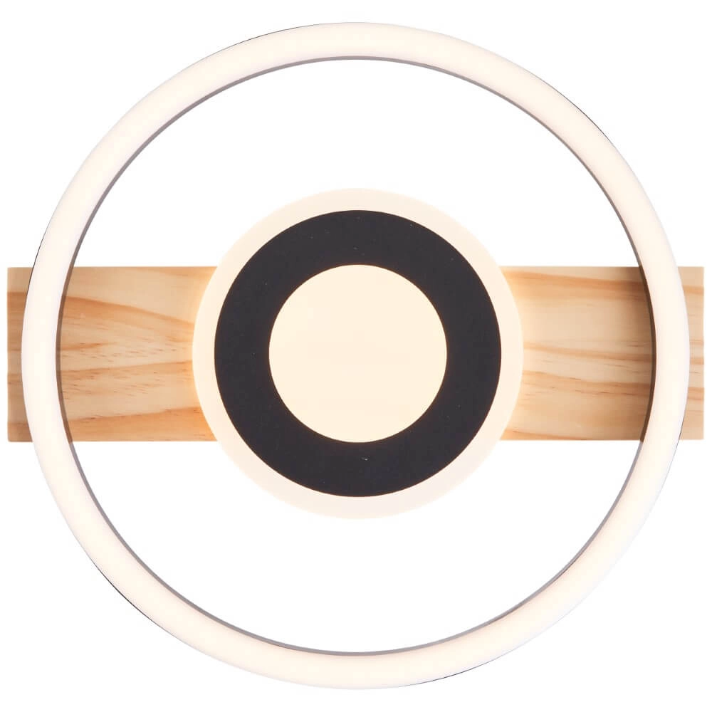 Plafonnier Maureen Ø 37cm noir avec bois Brilliant 4004353420078